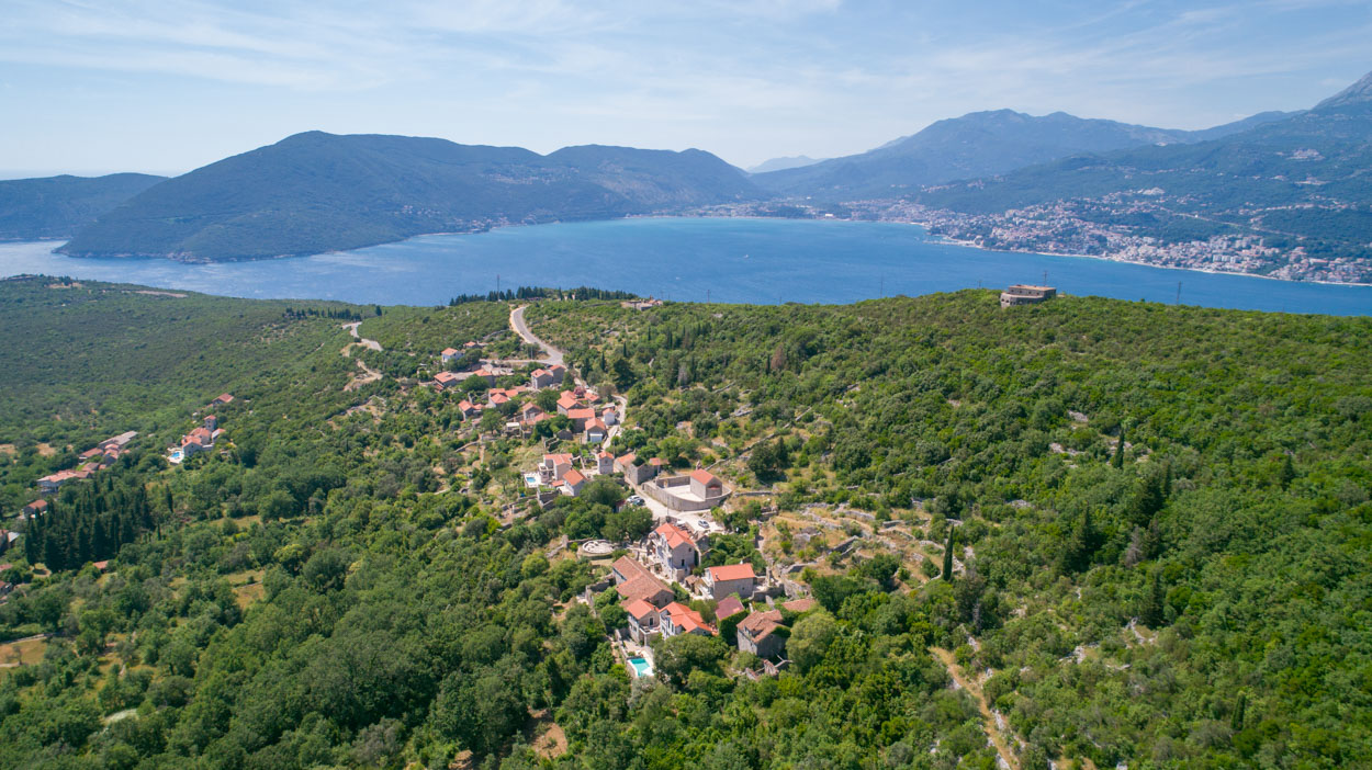 View from above at Klinci Village with Adriatic in sight