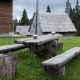 Wooden picnic table at katun in Durmitor National Park