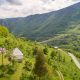 Aerial photography of farm stay over Tara Bridge in Montenegro