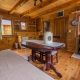Cabin living room with wood stove